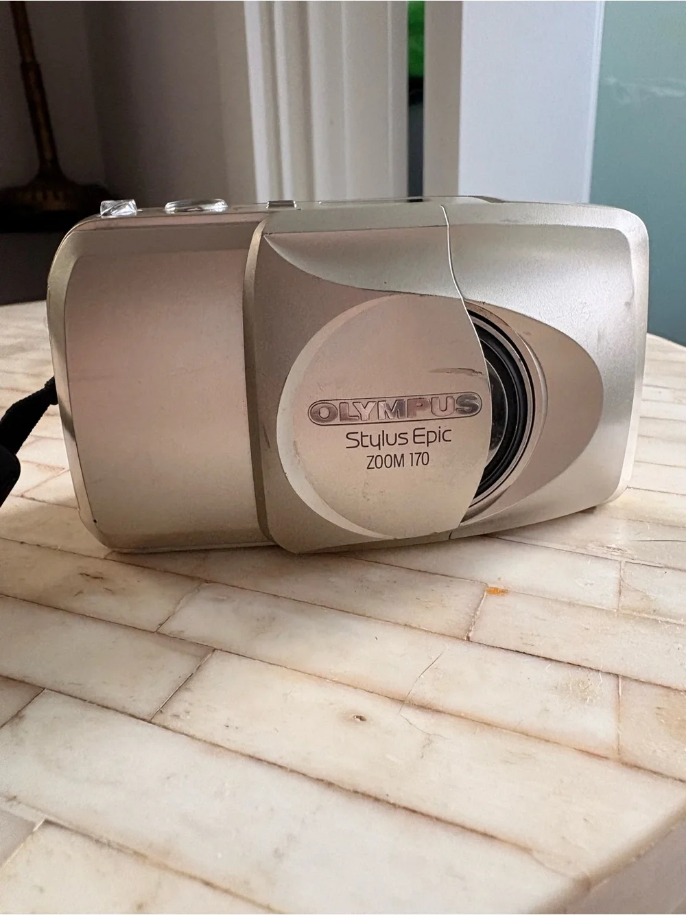 Olympus Silver Compact Point-and-Shoot Film Camera FOR PARTS/as is